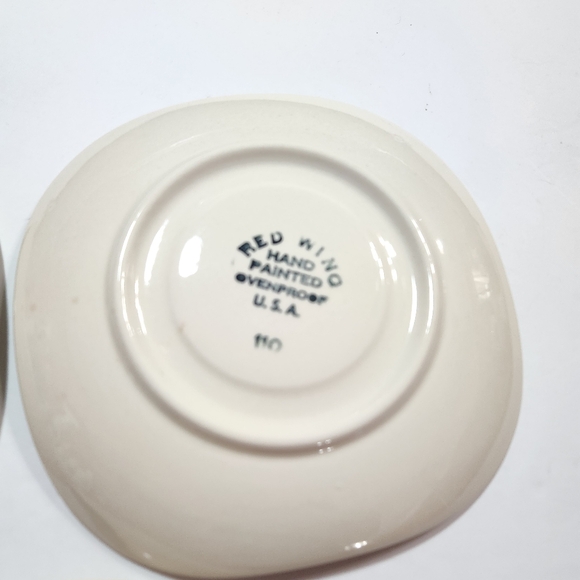 Red Wing Lotus Bronze Saucers Brown White Green 1950's Vintage MCM-Set of 3 - Picture 6 of 6